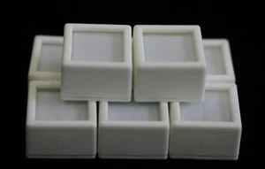 100 Glass top Square Gem Jars Box White Gemstones Coin White/Black Foam 1 1/16" - Picture 1 of 2