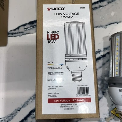 Satco S9755 Hi Pro LED 18W 12-24V Low Voltage 2160lm Light Bulb 5000k - Image 1 of 3