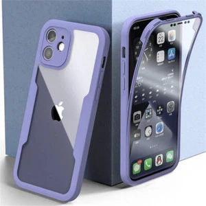 For iPhone 15 14 13 12 11 Pro Max Clear Case Full Body Built in Screen Protector - Picture 1 of 46