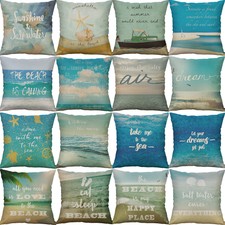 18'' Beach Sea Cotton Linen Throw Pillow Case Sofa Cushion Cover Home Decor