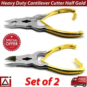 Heavy Duty Cantilever Thick Toe Nail Cutter Clippers Trimer Half Gold 15.5 cm X2 - Picture 1 of 7