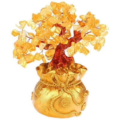 Health Money Wealth Tree Yellow Citrine Amethyst Crystal Gem Spiritual Lucky - Image 1 of 4