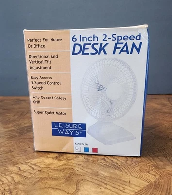Leisure Ways 6-Inch 2-Speed Desk Fan with Super Quiet Motor Directional Tilt - Image 1 of 3