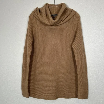 Vince Mujer Talla M Cuello Tortuga Hombro Drapeado Suéter Lana Alpaca Camel Acanalado Foto 1 de 4