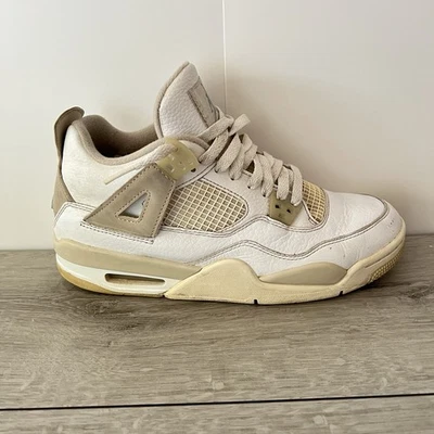 Nike Air Jordan Retro 4 “Sand Linen" 487724-118White Tan Brown Sz 7Y Women’s 8.5 - Image 1 of 4
