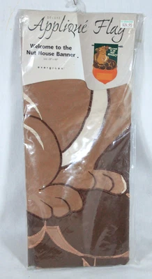 EVERGREEN SQUIRREL "WELCOME TO THE NUTHOUSE" BANNER 28' X 48" FLAG NEW IN BAG - Image 1 of 4