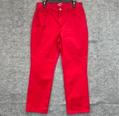 Pantalones de mezclilla RIDERS by LEE para mujer talla 14P rojos de pierna recta elásticos tiro alto Foto 1 de 4