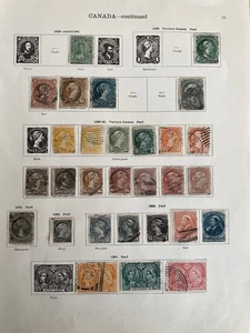 Collection of Old British Empire Canadian stamps on album pages. - Picture 1 of 7