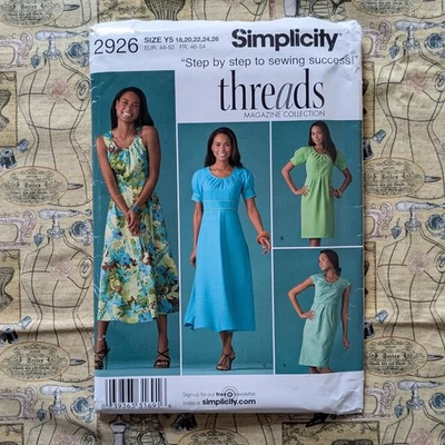 Simplicity Sewing Pattern 2926 Dress Gathered Neckline Flared or Slim Size 18-26 - Image 1 of 3