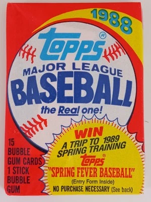 💥1988  Topps  Baseball Wax Pack Unopened Sealed From Fresh Clean Box💥 - Image 1 of 3