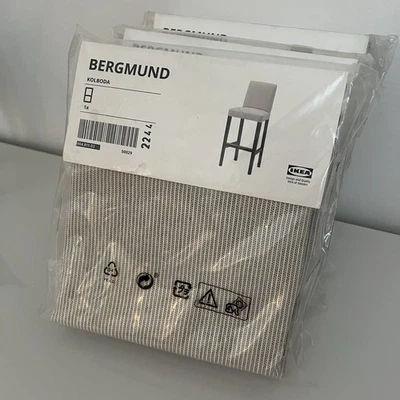 Комплект из 4 чехлов на стулья Ikea BERGMUND KOLBODA бежевые серые полоски 004.811.03 барные стулья - Изображение 1 из 4
