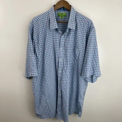 Camisa Bristol & Bull Para Hombres 3XLT Alta XXXL Verde Azulado y Púrpura Manga Larga Botón Algodón Foto 1 de 4