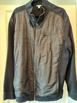 CALVIN KLEIN  Bomber Jacket Men's Size 2XL Black Cotton blend  Sleeve Patches - Image 1 of 4