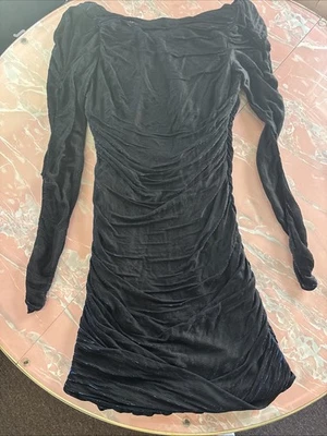 VTG 80s Women's Slinky Blue Sparkle Dress Long Sleeves USA Union Made Size 13 - Image 1 of 4