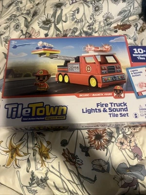Tile Town Fire Truck Lights & Sound Tile Set New  - Image 1 of 4