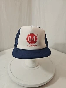 Vintage 84 Lumber Trucker Hat Cap SnapBack 80s Capital Caps White & Blue - Picture 1 of 8