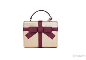 Kate Spade Wrapping Party Gift Box Rose Gold Leather Crossbody Bag Purse 