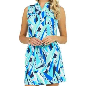 NWT Ladies IBKUL BRIANNA Blue Sleeveless Drawstring Golf Dress - S L & XL - Picture 1 of 1