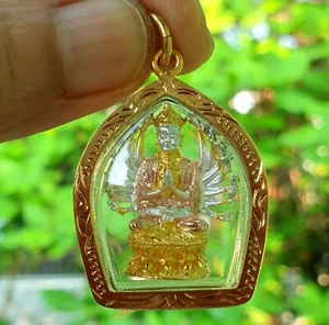 Guan Yin Bodhisattva Múltiples Colores Buda Tailandés Amuleto Colgante Estuche Dorado Micrones - Imagen 1 de 6