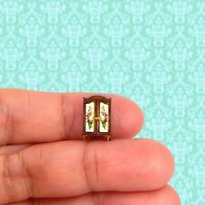 1/144 Scale Dollhouse Miniature French Rose Armoire Faux Painted Doors Tiny!
