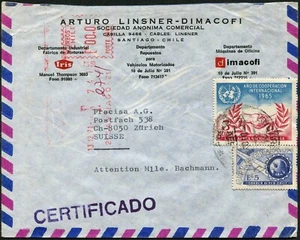 Cubierta de correo aéreo registrado Chile Santiago a Zurich Suiza 1971 América Latina - Imagen 1 de 2