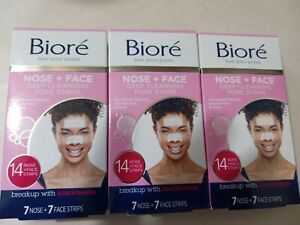 Biore Deep Cleansing Pore Strips for Nose & Face, 14 Combo Strips Open Box