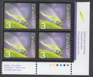 Canada - #2235 Beneficial Insects - Golden-eyed Lacewing Plate Block - MNH - Picture 1 of 1