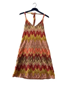 Judith March mehrfarbiges Zick-Zack Neckholder Midikleid Damen Größe S Vollfutter - Bild 1 von 9