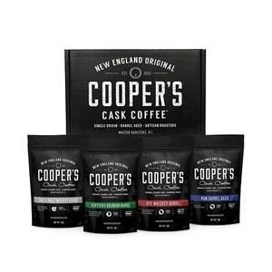 Bourbon & Whiskey Barrel Aged Coffee - 4-Bag Roasted Coffee Box Set - Bourbon... - Picture 1 of 7