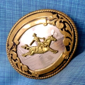 Cowboy Buckin Horse Belt Buckle Western Trophy German Silver Tony Lama .NOX945 - Picture 1 of 12