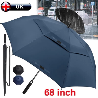 Extra Large 68" Golf Umbrella Automatic Windproof Wind Vented Canopy Storm XXL
