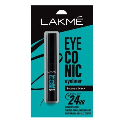 Delineador de ojos líquido Lakme Eyeconic, negro, delineador impermeable mate de larga duración 4,5 m Foto 1 de 4