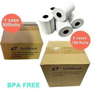 2-1/4" x 50' 85' Thermal Paper Credit Card Cash Register POS Receipt Paper Rolls - Picture 1 of 5