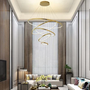Modern 5-Rings LED Chandelier Lighting Pendant Living Room Ceiling Lamp Fixture - Picture 1 of 17