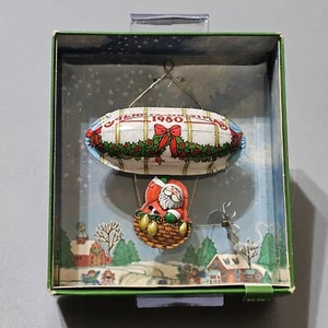 VTG Hallmark Keepsake Ornament Santa's Flight 🎄Merry Christmas Tin Blimp 1980 - Picture 1 of 13