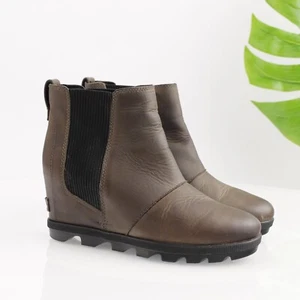 Sorel Womens Joan Of Arctic Boot Size 7 Waterproof Brown Chelsea Bootie Wedge - Picture 1 of 13