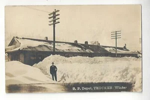 1913 S.P. Depot, Truckee, California Winter RPPC - Picture 1 of 3