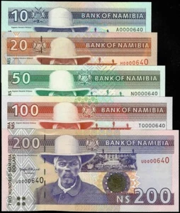 Namibia Ultimate Set 1. Ausgabe & pfx passend niedrig # 0000640 ($ 10-20-50-100-200) - Bild 1 von 3