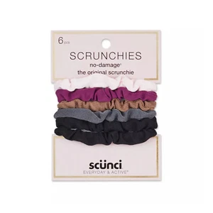 Scunci Everyday & Active Soft Elastics Scrunchies, Assorted Colors - 6 Pack - Picture 1 of 2