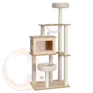 i.Pet Cat Tree Tower Scratching Post Scratcher 142cm Wood Bed Condo House - Picture 1 of 6