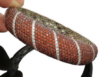 Brazalete de plata de ley 925 brillante con topacio rojo y blanco incrustado BT8263 Foto 1 de 4