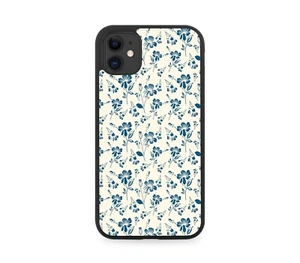 Funda de teléfono tradicional de goma con patrón floral flores azul floral vintage E896 - Imagen 1 de 2