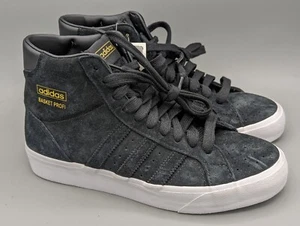 Scarpe da sneaker alte Adidas da uomo cestino professionali nere in pelle scamosciata FW3105 taglia 5 - Foto 1 di 7