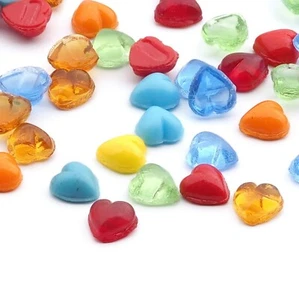 Lot (50) Czech vintage mixed color heart glass cabochons 7mm - Picture 1 of 3
