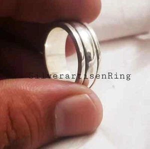 925 Sterling Silver Spinner Ring, Meditation Ring, Thumb Ring, Band Ring - Picture 1 of 8