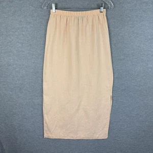 Eileen Fisher 0 XS/S 100% Linen Maxi Skirt Peach Elastic Waist Side Slits Vintag - Picture 1 of 9