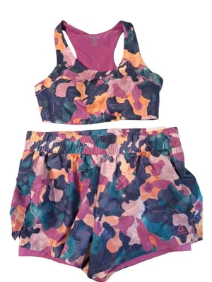 Sutiã esportivo Reebok feminino desgaste sintético conjunto curto roupa ativa - Imagem 1 de 4