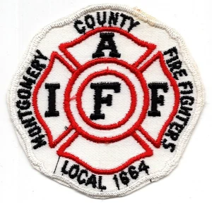 Patch IAFF Local 1664 c1970 Montgomery County Maryland Firefighters 4" - Picture 1 of 3