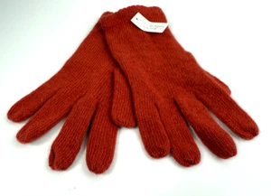 Carolina Amato Orange Wool Angora Knit Wrist Length Gloves One Size NWT - Picture 1 of 3