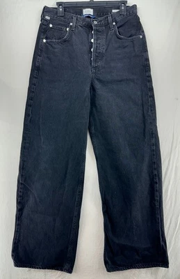 Pantalones de mezclilla CITIZENS of HUMANITY Ayla negros pierna ancha tiro alto 29 botones mosca vintage Foto 1 de 4